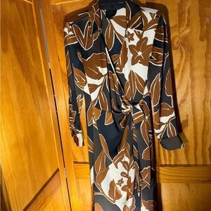 Alex Marie Long Sleeve Dress in Black and Brown Floral